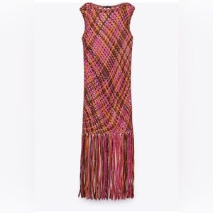 Zara Satin Effect Crochet Dress